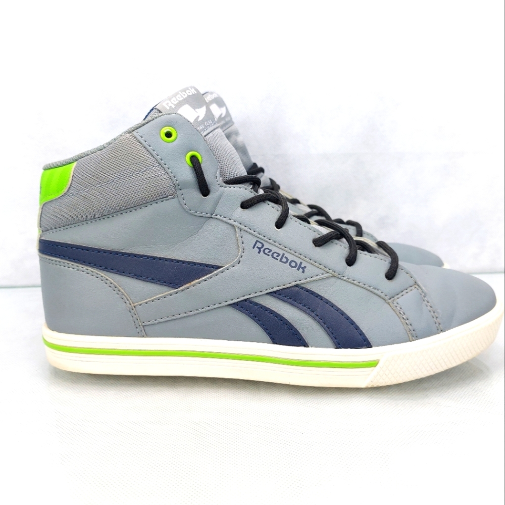 Reebok Ortholite Royal Flag High Top Basketball Sneakers Shoes Gray Blue Size 6